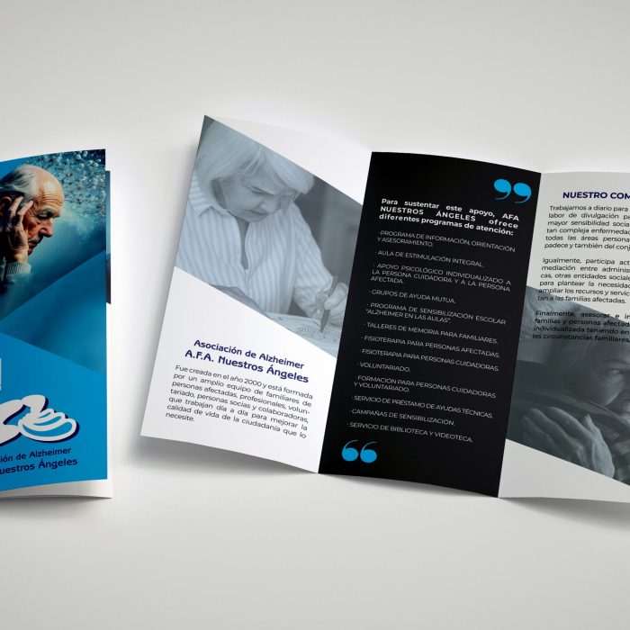 Opened Leaflet Mockup on gray background. 3d rendering.
